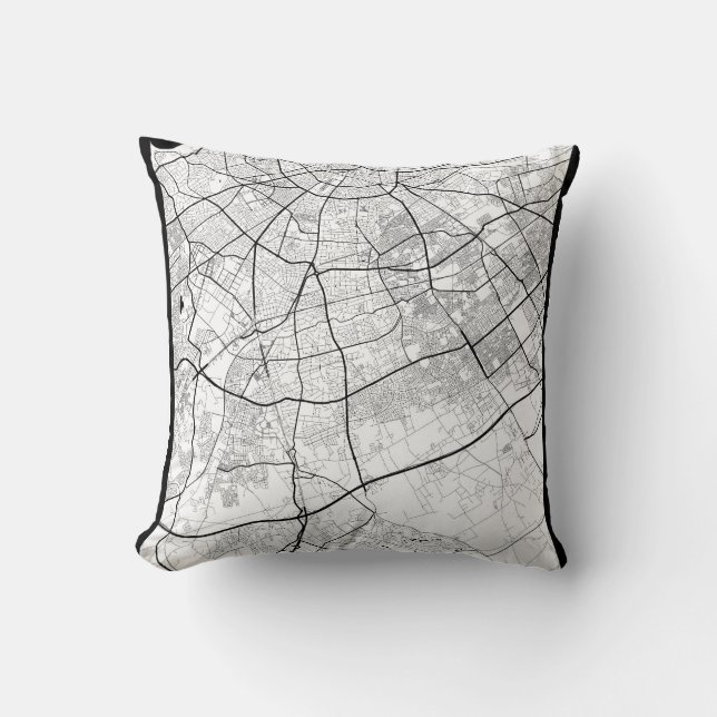 Coussin Carte de Casablanca Maroc (Recto)