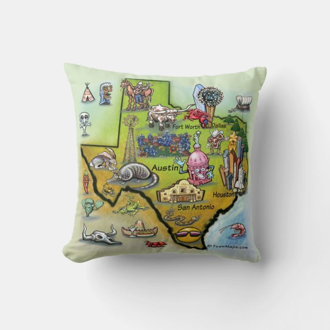 Coussin Carte de dessin du Texas (Recto)
