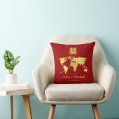 Coussin Carte de destination rouge et or mariage chinois (Chaise)