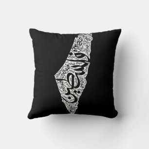 Coussin Carte de la Palestine libre et drapeau du Canada (