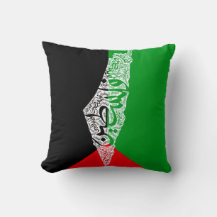 Coussin Carte de la Palestine libre et drapeau du Canada (