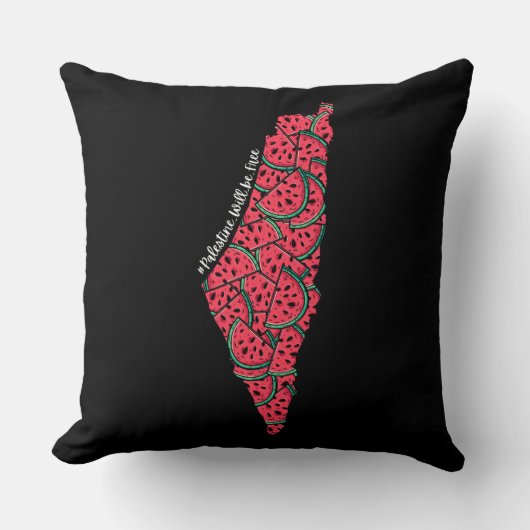 Coussin Carte de la Palestine pleine de pastèques | Palest (Recto)