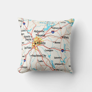 Coussin Carte de la région d'Atlanta, Atlanta