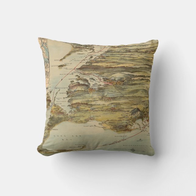 Coussin Carte de la route de Cape Cod et NYC Steamboat vin (Recto)