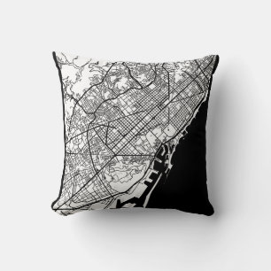 Coussin Carte de la ville de Barcelone Espagne