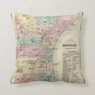 Coussin Carte de la ville de Milwaukee, Milwaukee Co