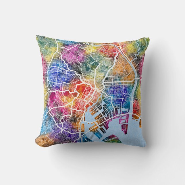 Coussin Carte de la ville de Tokyo (Recto)