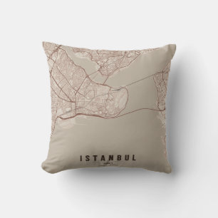 Coussin Carte de la ville d'Istanbul Turquie Notebook Desi