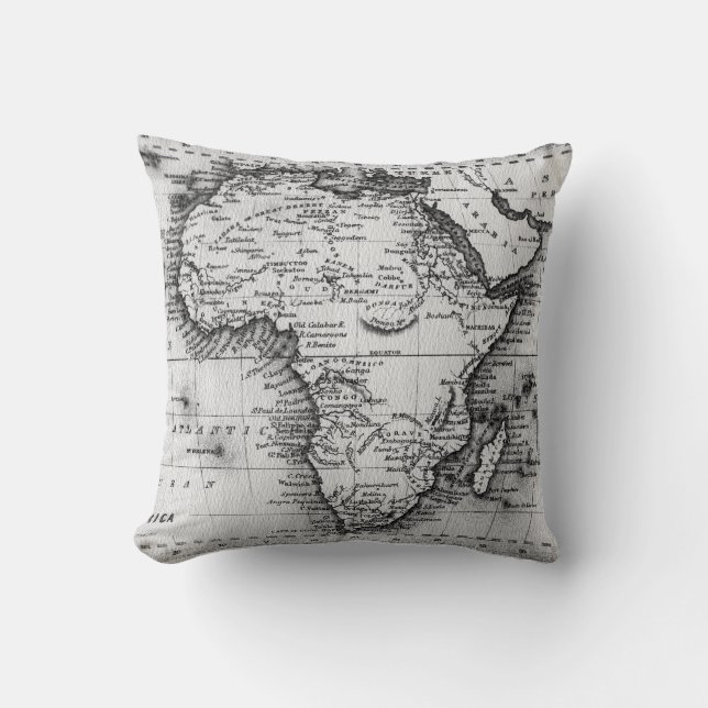 Coussin Carte de l'Afrique | gravée par Thomas Stirling (Recto)