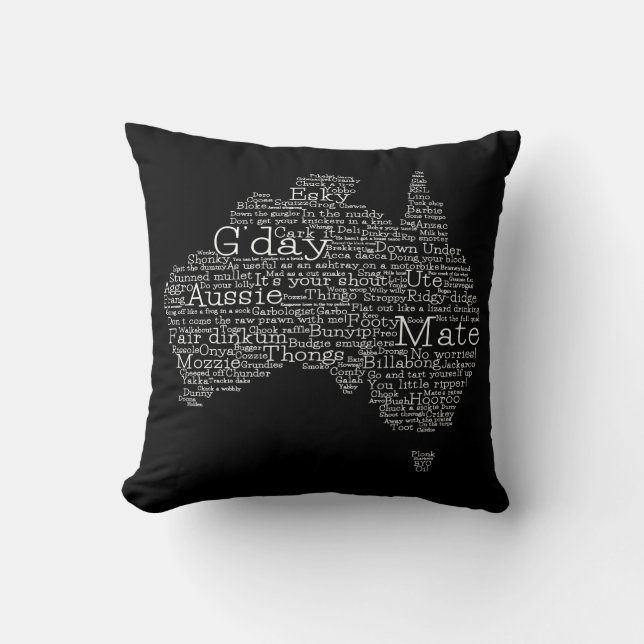 Coussin Carte de l'argot australien (Recto)