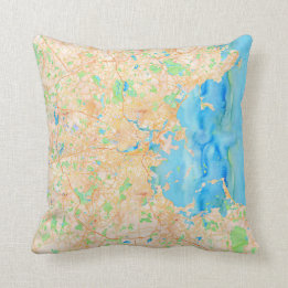 Coussin Carte de l'Coussin de Boston