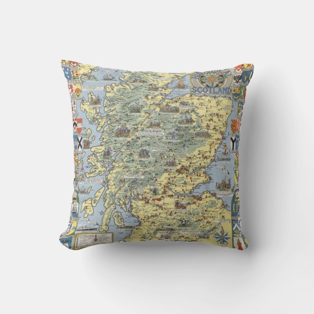Coussin Carte de l'Ecosse historique (Recto)