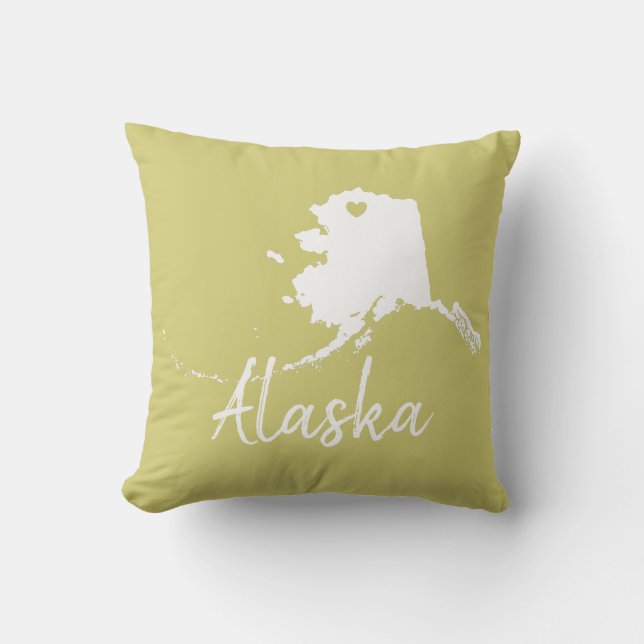 Coussin Carte de l'état de l'Alaska avec conception de for (Recto)