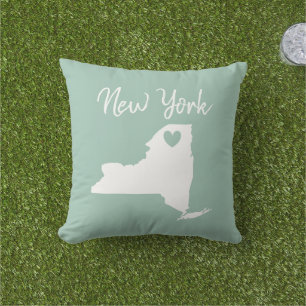 Coussin Carte de l'état de New York amour à la maison Jeu