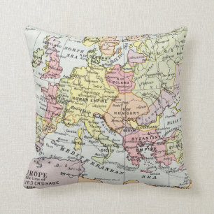 Coussin Carte de l'Europe   la troisième croisade