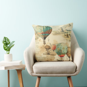 Coussin Carte de montagne sauvage en ballon vintage