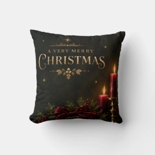 Coussin Carte de Noël élégante et luxueuse, Nœud en velour
