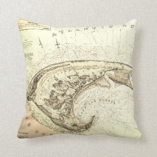 Coussin Carte de Provincetown in 1830 Truro