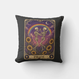 Coussin Carte de tarot vintage Fierté Squelettes dansant T