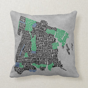 Coussin Carte de typographie de Bronx New York City