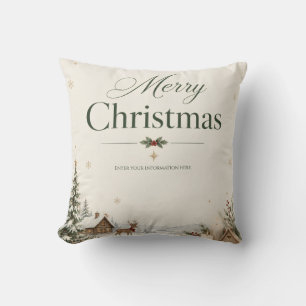 Coussin Carte de vœux de Noël élégante, design cobalt clas