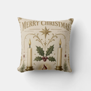 Coussin Carte de vœux de Noël, style étiquette d'allumette