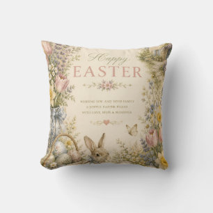 Coussin Carte de vœux de Pâques élégante de style campagne
