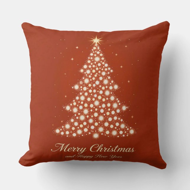 Coussin Carte de vœux festive de Noël avec décorations (Recto)