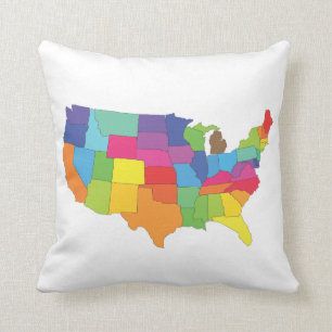Coussin carte des Etats-Unis d'Amérique