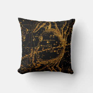 Coussin Carte des étoiles célestes Astrological Gold Cance