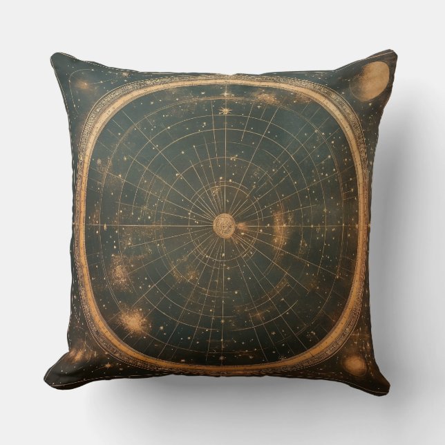 Coussin Carte des étoiles célestes d'or (2) (Recto)