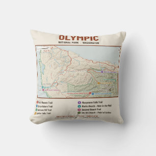 Coussin Carte des sentiers du parc national Olympique sur