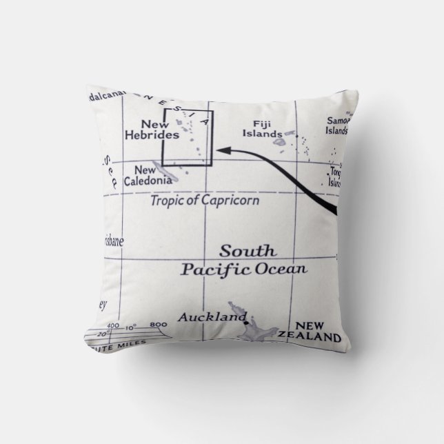 Coussin Carte d'océan de South Pacific (Recto)