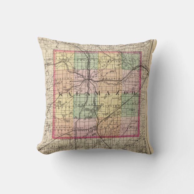 Coussin Carte du comté de Kalamazoo, Michigan (Recto)