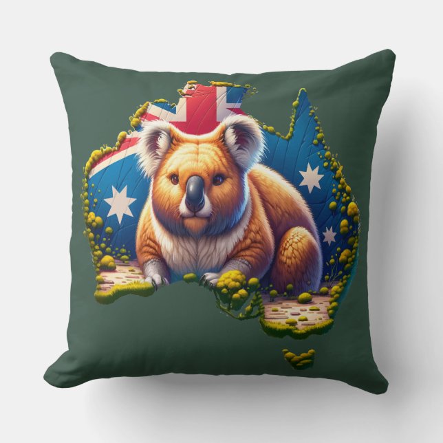 Coussin Carte du drapeau australien Koala Bear (Recto)