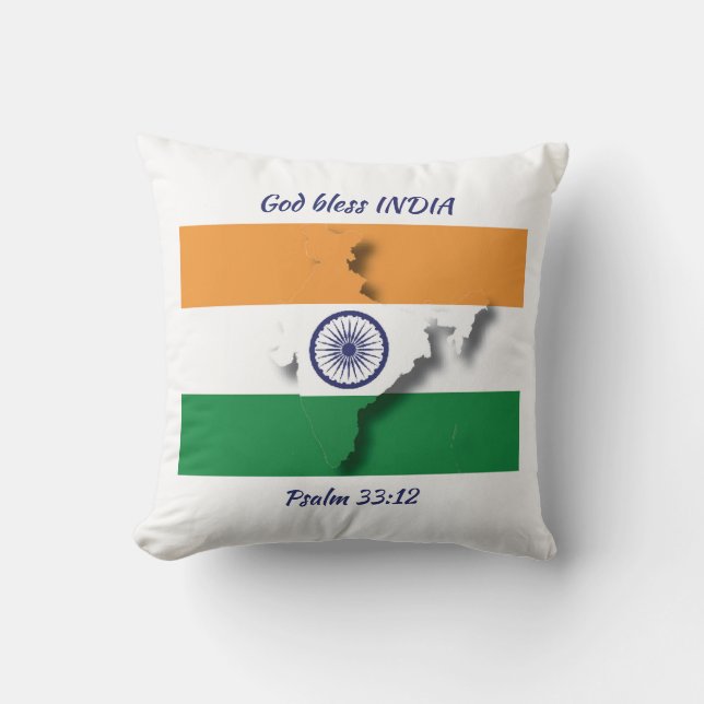 Coussin CARTE DU DRAPEAU INDIEN Écriture Patriotique Perso (Recto)