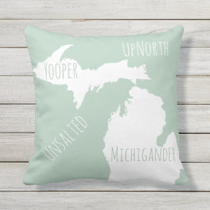 Coussin Carte du Michigan non salée Yooper Michigander ver