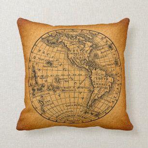 Coussin Carte du monde antique Art Vintage