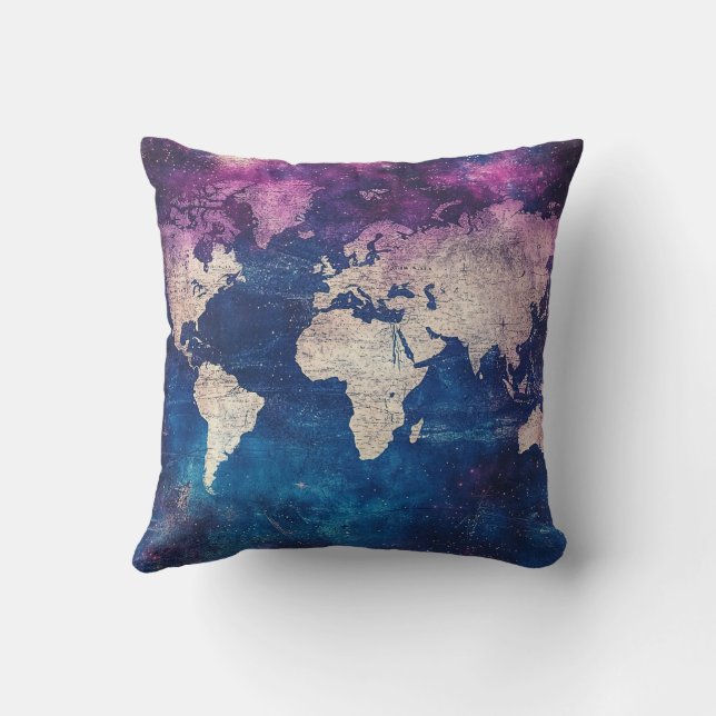 Coussin Carte du monde céleste pourpre de la Renaissance (Verso)