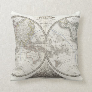 Coussin Carte du monde dans 2 hémisphères