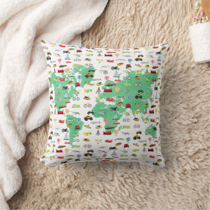 Coussin Carte du monde des véhicules d'aventure en attente