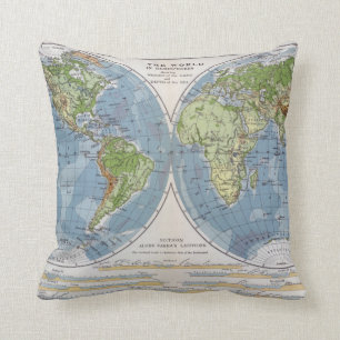 Coussin Carte du monde montrant des tailles de profondeur