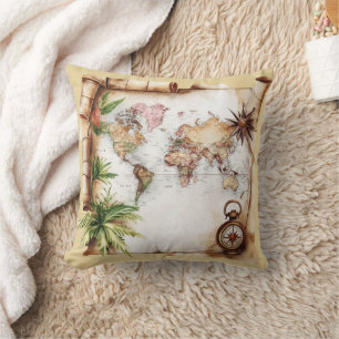 Coussin Carte du monde vintage