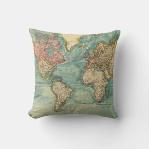 Coussin Carte du monde vintage