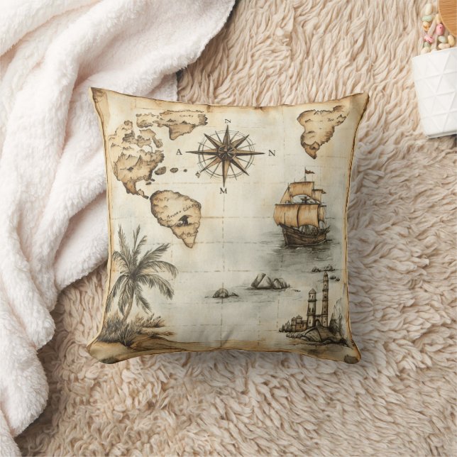 Coussin Carte du monde vintage (Couverture)