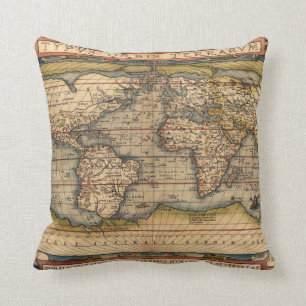 Coussin Carte du monde Vintage par Abraham Ortelius 1564