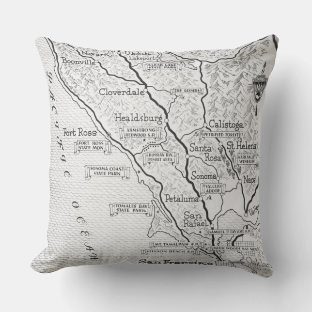 Coussin Carte du pays du vin (Recto)