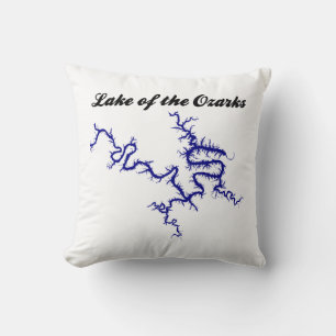 Coussin Carte du rivage bleu du lac des Ozarks Missouri