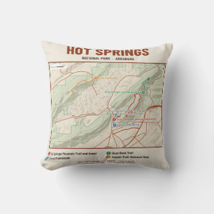 Coussin Carte du sentier du parc national de Hot Springs s