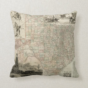 Coussin Carte du Texas avec des frontières du comté